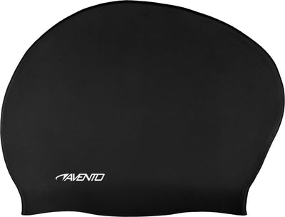 Avento badmuts voor lang haar - zwart - volwassene - siliconen one size