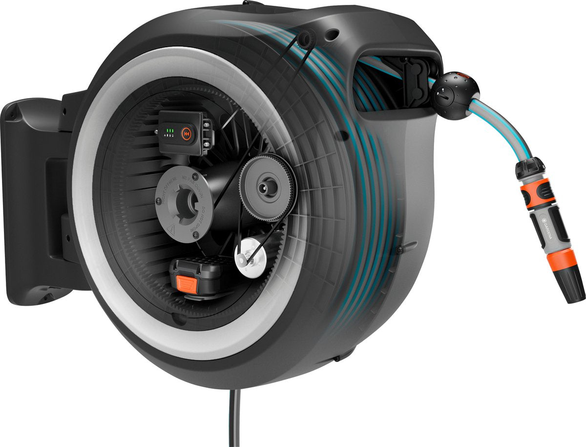 Gardena powerroll xl accu-slanghaspel set - grijs-wit - 40 m