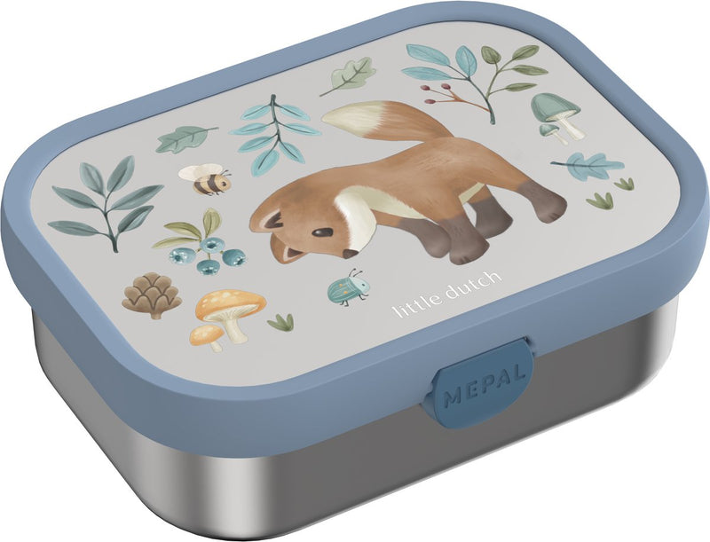 Mepal rvs bento lunchbox campus - 750 ml - broodtrommel met vakjes voor kinderen - geschikt voor 4 boterhammen - lunchbox rvs - forest friends