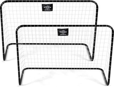 Umbro dunlop voetbaldoel 78 x 56 x 45 cm - voetbaldoeltjes set van 2 - voetbalgoals voor kinderen - snelle montage - voetbal goal - voetbal training goals binnen en buiten gebruik - kunststof - zwart