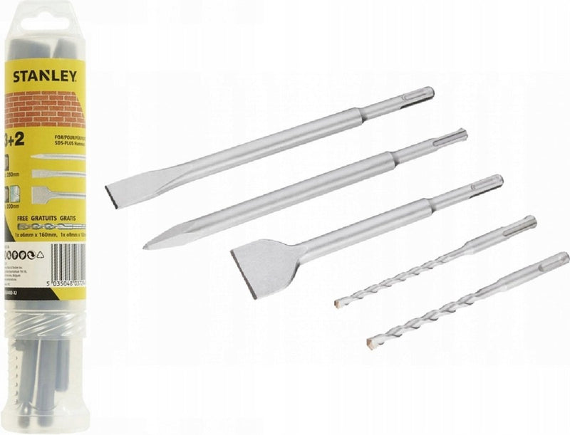 Stanley beitel en boren sds+ 5 in set, ø6x160, 8x160, puntbeitel sta54400-xj
