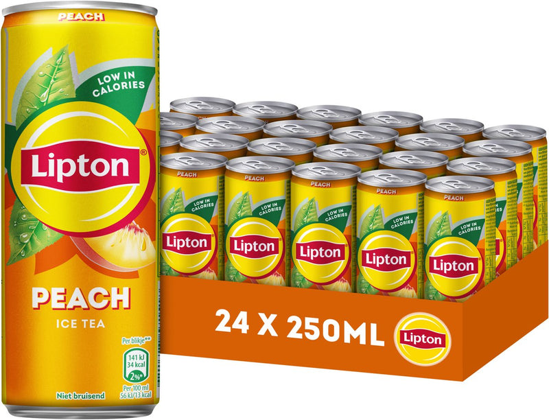 Lipton ice tea blik - peach - laag in calorieën - 6 x 4 x 250 ml - voordeelverpakking