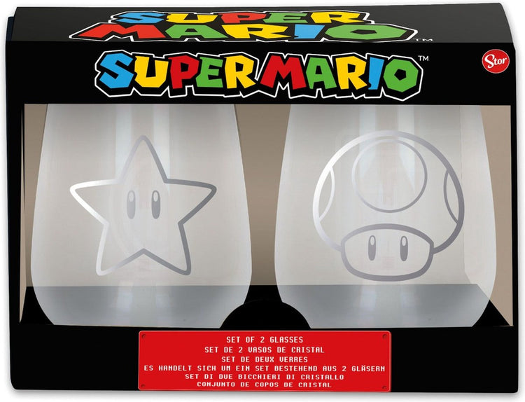 Storline nintendo - super mario crystal glasses 2-pack