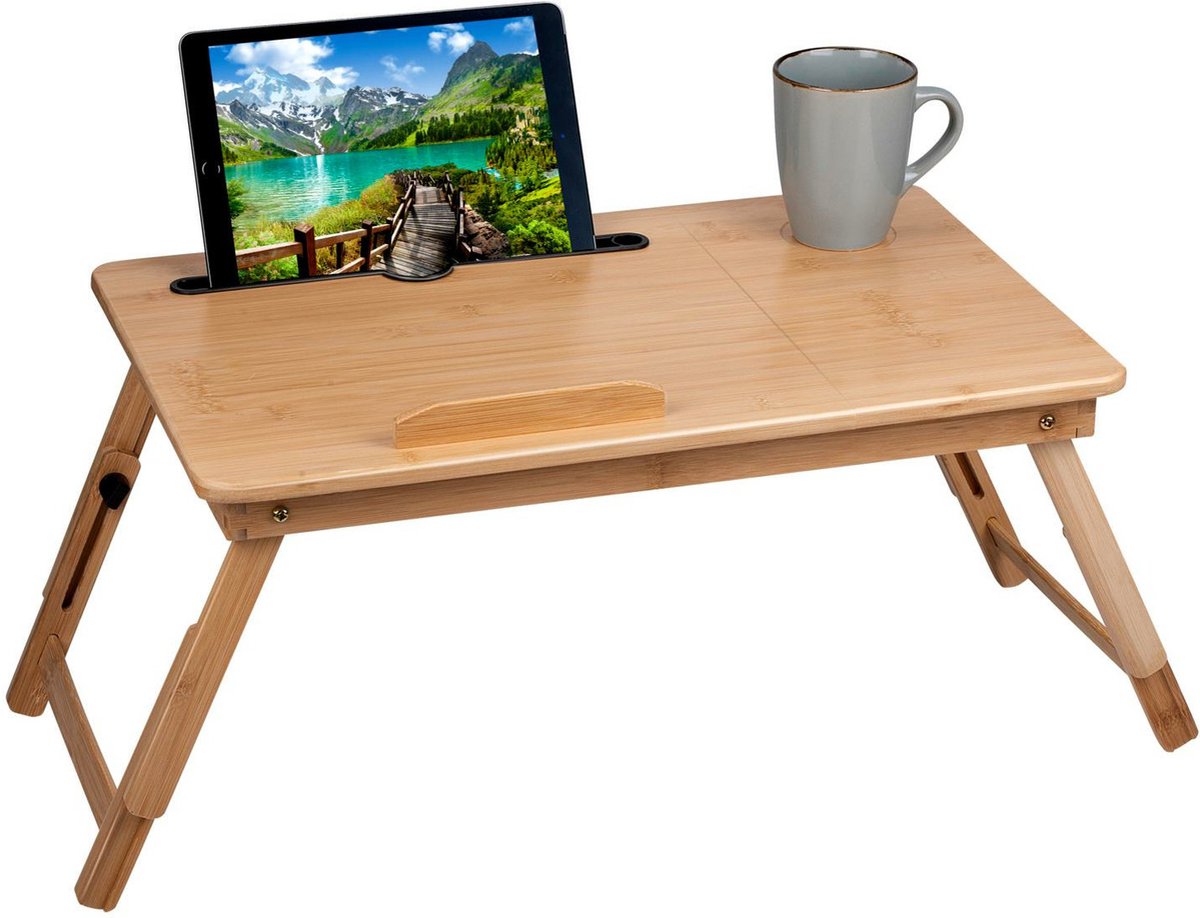 Merkloos sans marque laptoptafel bedtafel - hout - 53 x 34 x 27,5 cm - multifunctioneel