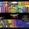 Stabilo cappi - viltstift - nooit meer je dop kwijt dankzij de dopring - arty etui met 18 kleuren