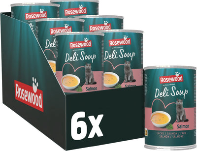 Rosewood deli soup zalm - kattensnack in bouillon - met zachte stukjes zalm - 6 x 135 ml