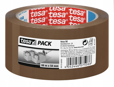 Tesa standard pakkingtape 66m x 50mm bruin - oplosvrij