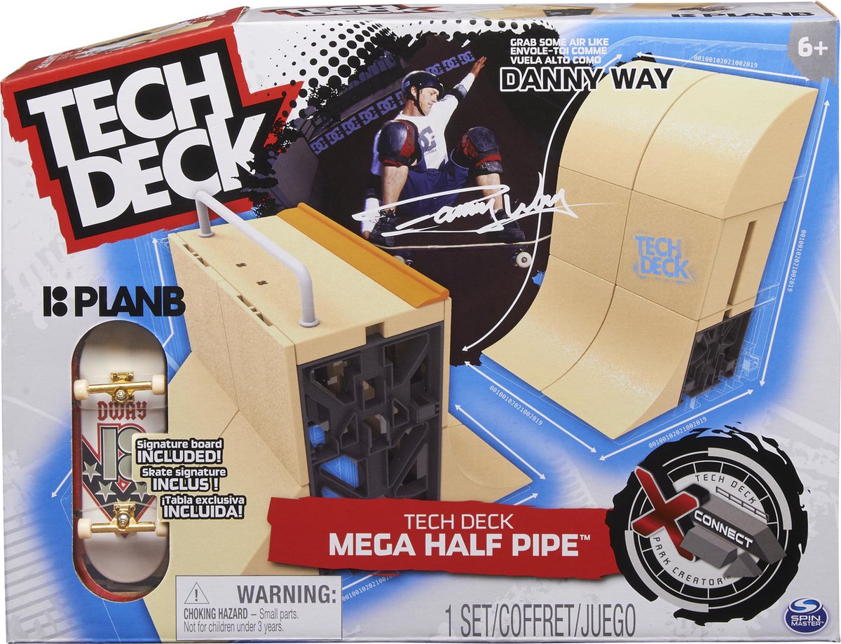 Tech deck x-connect - danny way mega half pipe - aanpasbare ramp set met planb vingerskateboard