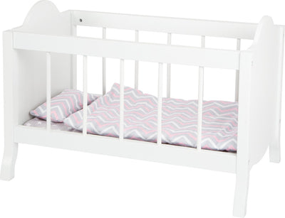 Small foot poppenbed met beddengoed junior 50 x 30 cm hout wit