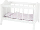 Small foot poppenbed met beddengoed junior 50 x 30 cm hout wit