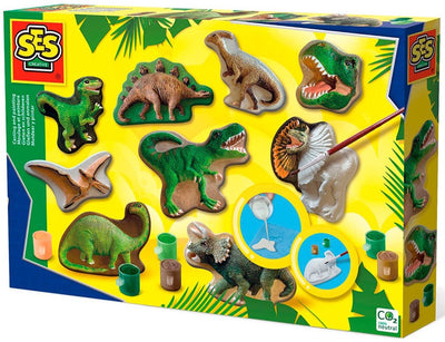 Ses creative - gieten en schilderen - dinowereld - sneldrogend - met vormpjes, gips, verf, penseel, spatel en sponsje - knutselen jongens - dinosaurus speelgoed