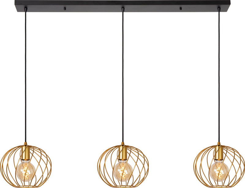 Lucide danza - hanglamp - 3xe27 - mat goud messing