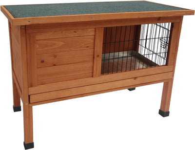 Flamingo konijnenhok – compact konijnenhok voor buiten met nachthok en traliegedeelte – 91,5x45x70 cm – konijnenhok bunny classic bruin