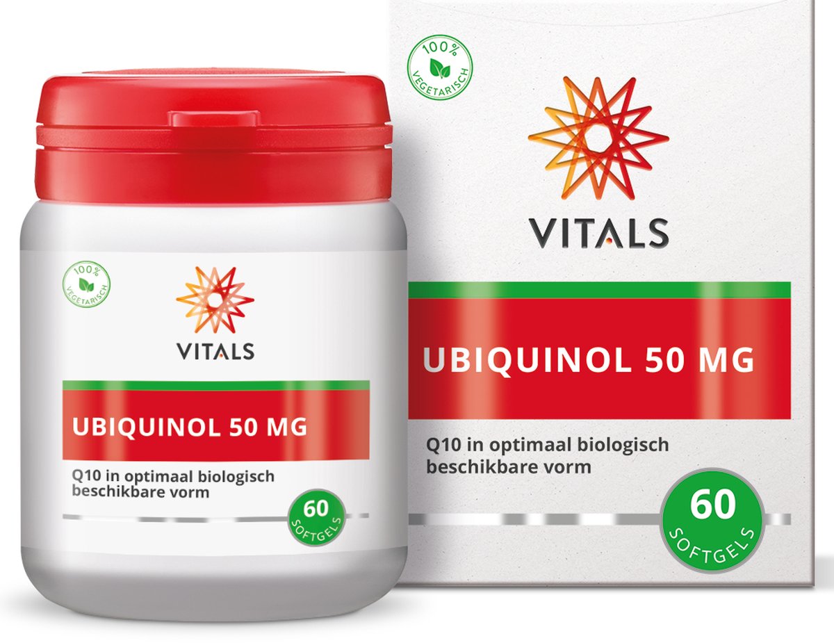 Vitals ubiquinol 50 mg - 60 softgels - enzymen. de biologisch meest actieve vorm van co-enzym q10.