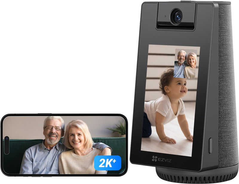 Ezviz s10 indoor camera voor baby ouderen - videobellen met 4'' touchscreen - 2k - 360° pan tilt - baby huildetectie - huisdierdetectie - geen abonnement