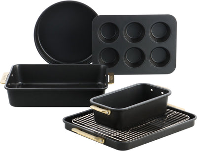 Greenpan padova reserve bakeware 6-delig - pfas-vrije antikleeflaag - keramische bakvorm - ovenbestendig tot 230°c - zwart