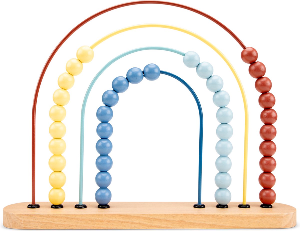 Woet ® houten telraam abacus - pastelkleurig reken speelgoed - leer tellen en kleuren herkennen - educatief telspel - fsc - vanaf 1 jaar