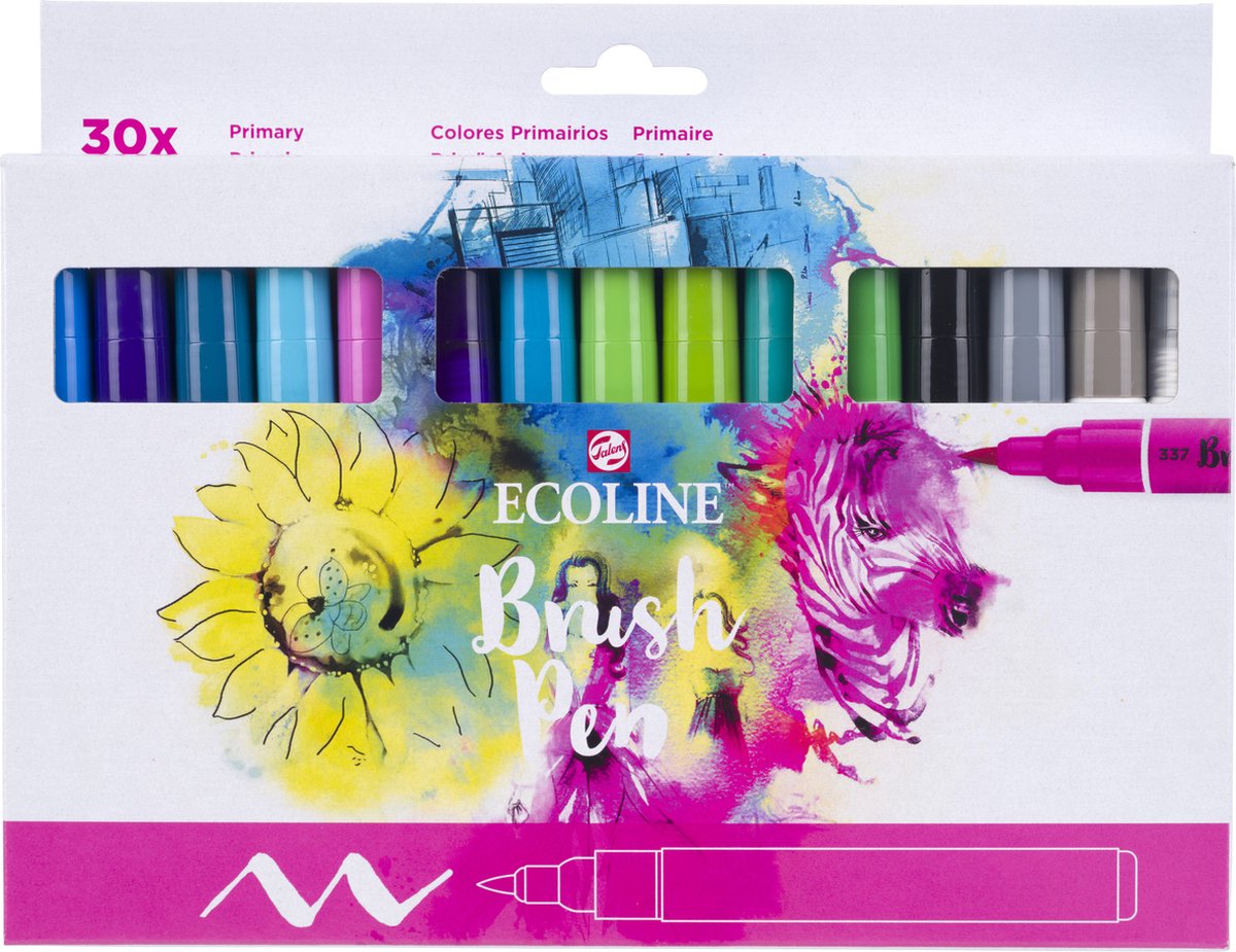 Ecoline brush pen set primair | 30 colours