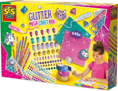 Ses creative glitter mega knutselbox met xl diamantstickers - voor meisjes vanaf 5 jaar - knutseldoos - schoencadeautjes sinterklaas