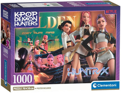 Clementoni k-pop demon hunters puzzel 1000 stukjes van compact - kpop huntrix - k pop legpuzzel hobby cadeau voor kinderen vanaf 6 jaar