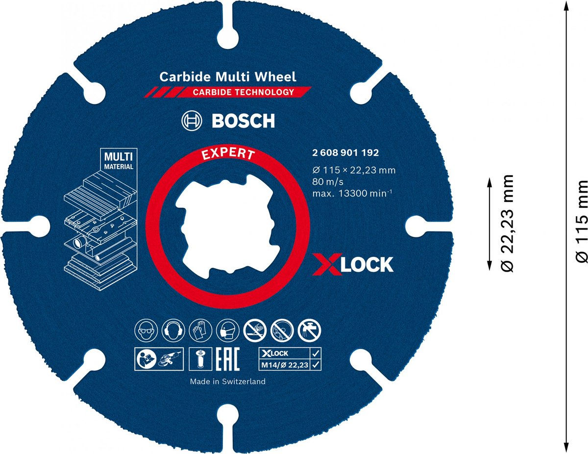 Bosch 2608901192 expert x-lock doorslijpschijf carbide multi wheel 115mm