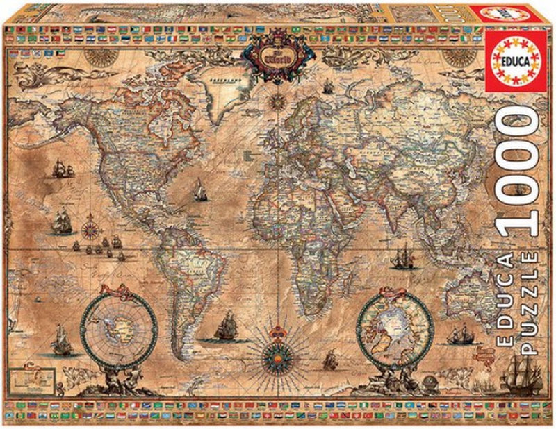 Educa - antieke wereldkaart - 1000 stukjes - legpuzzel