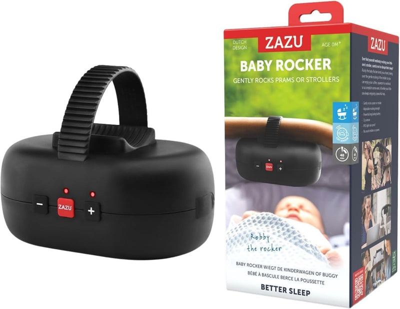 Zazu robby the rocker – automatische kinderwagen schommelaar met huilsensor – 5 wiegstanden – usb-c oplaadbaar – ipx1 spatwaterbestendig – zwart