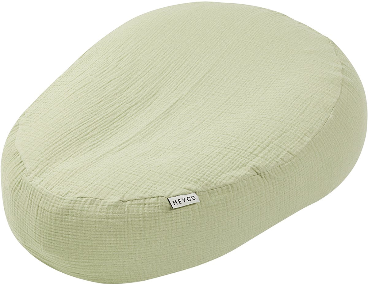 Meyco baby uni relaxhoes voor voedingskussen - pre-washed hydrofiel - soft olive