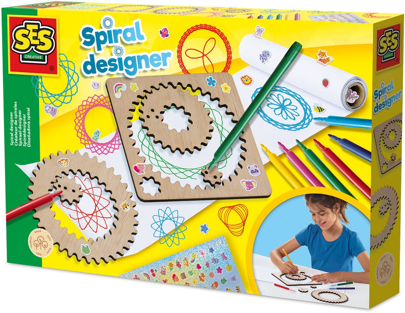 Ses creative houten spiraalontwerper - creatieve tekenset voor kinderen vanaf 5 jaar - maak meer dan 40 unieke spiralen met houten wielen - perfect voor jonge kunstenaars