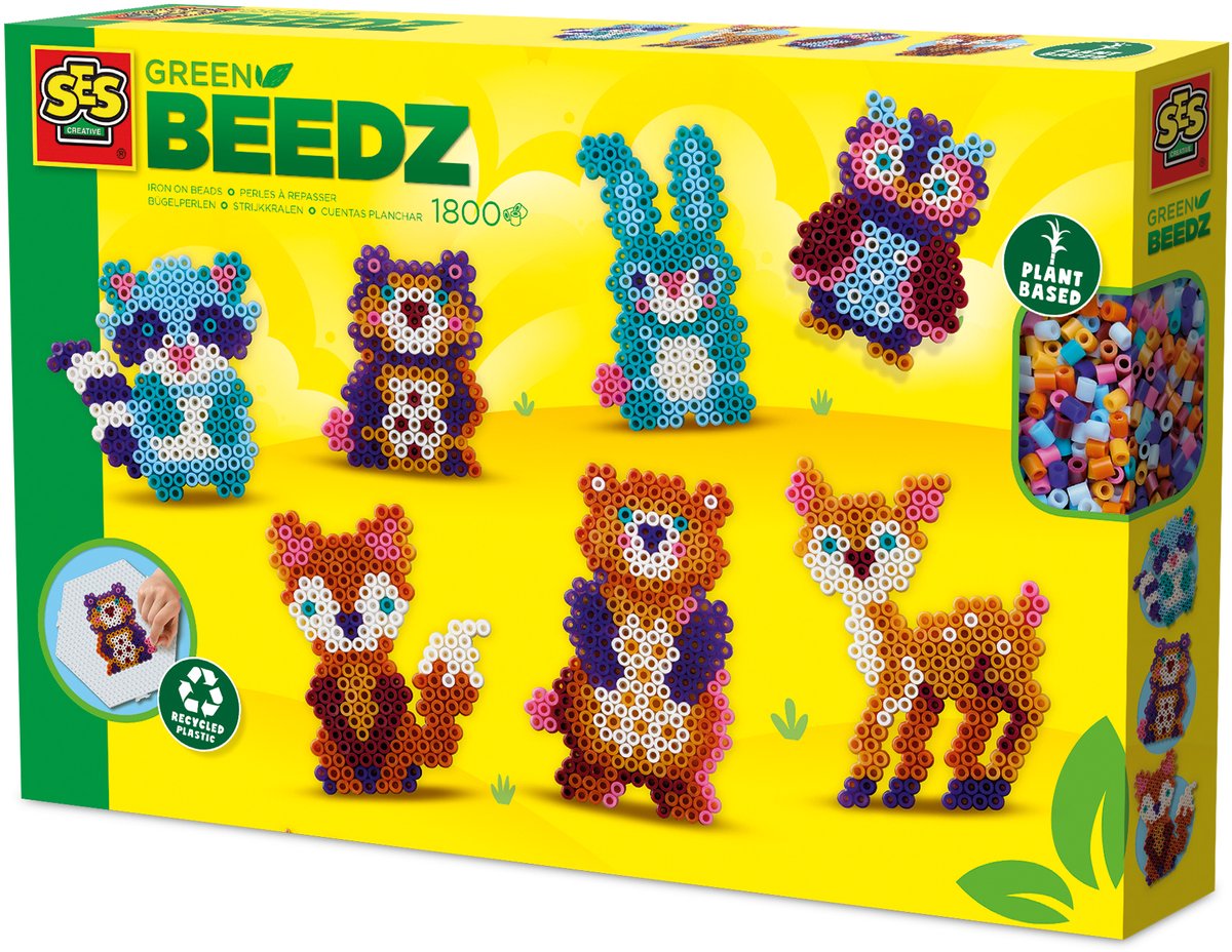 Ses green beedz - strijkkralenset bosdieren