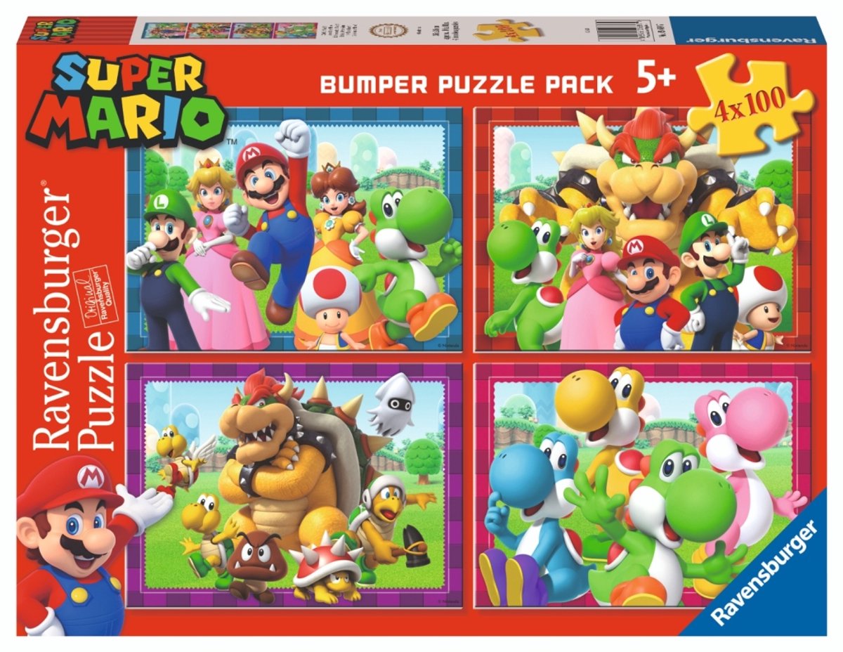 Merkloos sans marque ravensburger - super mario 4-in-1 puzzel - 100 stukjes
