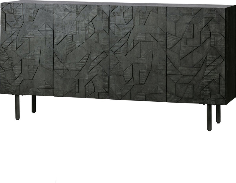 Woood counter dressoir - hout - zwart - 83x160x40