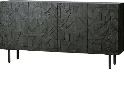 Woood counter dressoir - hout - zwart - 83x160x40