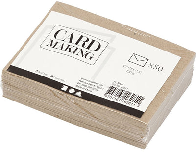 Creotime gerecyclede enveloppen, c7 7,8x11,5 cm, 120 gr, 50 stuks, naturel