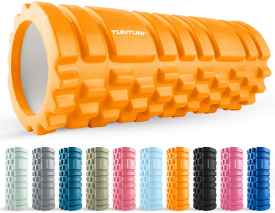 Tunturi yoga grid foam roller - massage roller - foamroller - fitness roller - oranje - 33cm - incl. gratis fitness app