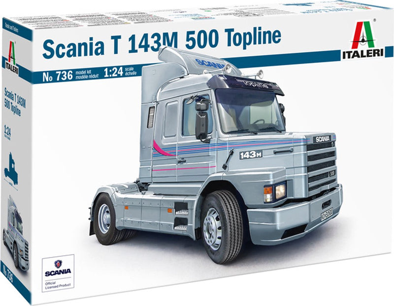 Italeri modelbouwpakket auto - 0736 scania t143m 500 torpedo topline 4x2 - vrachtwagen plastic - 1:24 - modelbouw