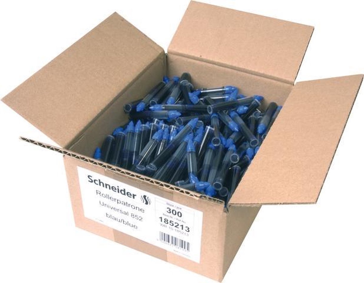 Schneider schrijfwaren schneider navulling rollerball - universal 852 - blauw - 300 stuks - s-185213