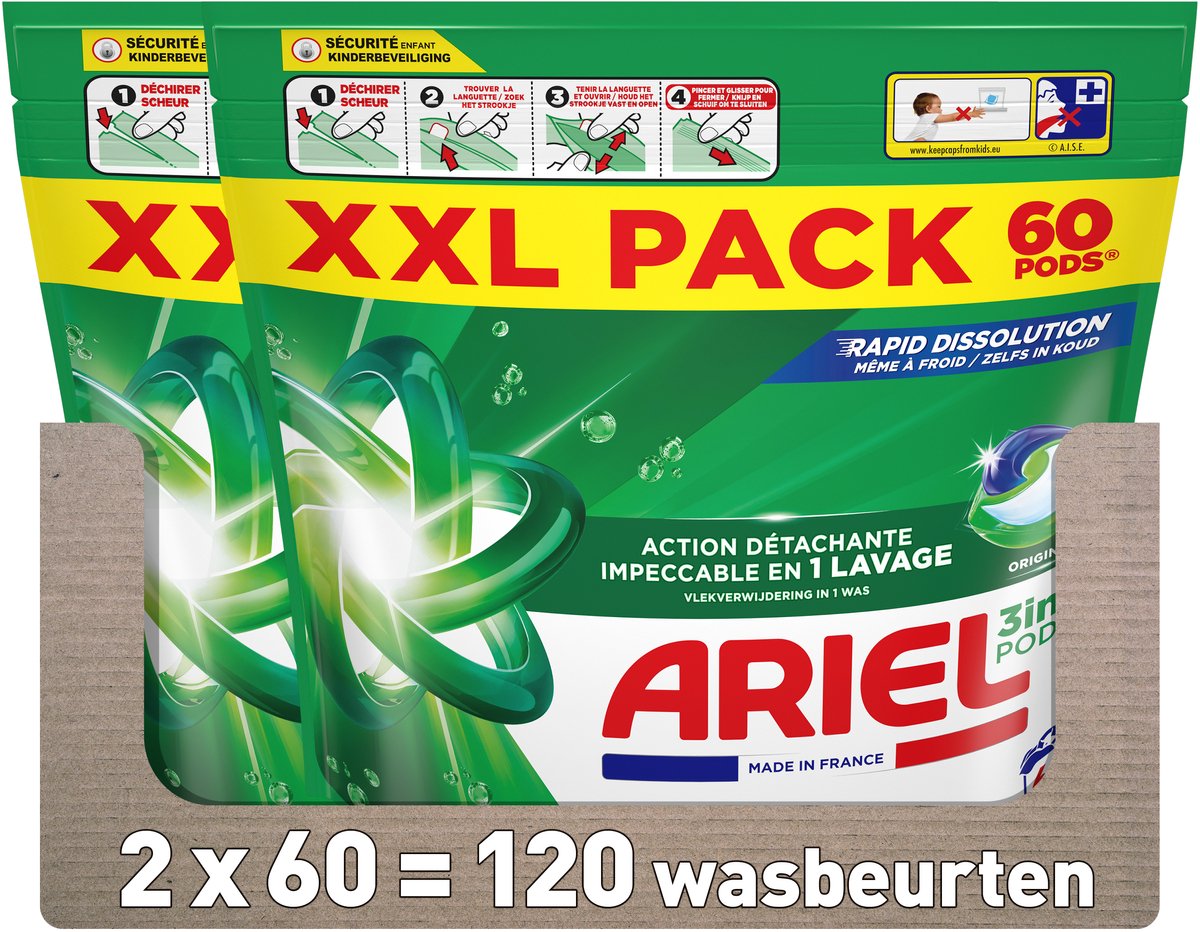 Ariel 3in1 wasmiddel pods original - 2 x 60 wasbeurten