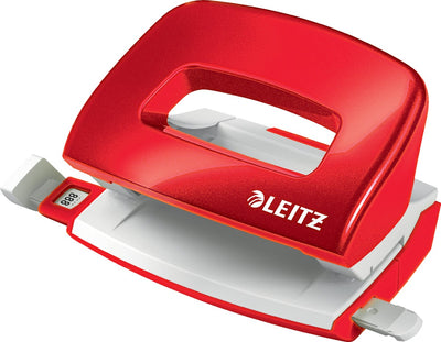 Leitz wow mini perforator - perforeert tot 10 vel - voor mappen en ringbanden - ideaal voor thuiskantoor thuiswerkplek - rood