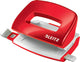 Leitz wow mini perforator - perforeert tot 10 vel - voor mappen en ringbanden - ideaal voor thuiskantoor thuiswerkplek - rood
