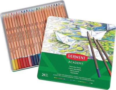 Derwent academy kleurpotlood - geassorteerde kleuren - set van 24 kleurpotloden van hoge kwaliteit