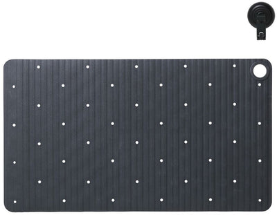 Sealskin ribb - antislip badmat 40x70 cm - antraciet - inclusief zwarte haak