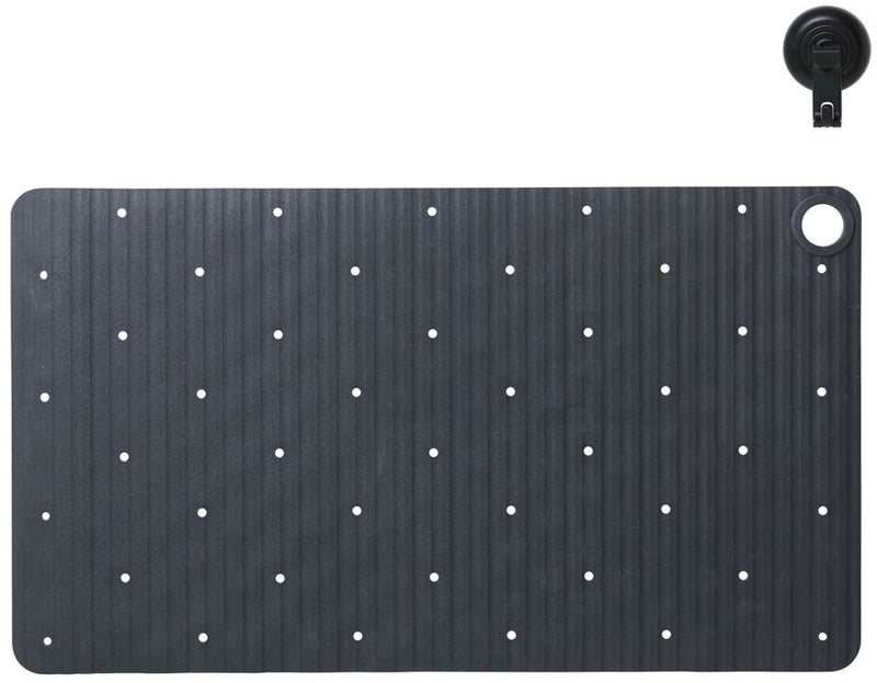 Sealskin ribb - antislip badmat 40x70 cm - antraciet - inclusief zwarte haak