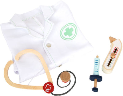 Small foot - dokterjas met houten accessoires, 4dlg.