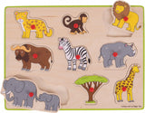 Bigjigs houten knoppuzzel safari - 9 stukjes - afbeelding 1