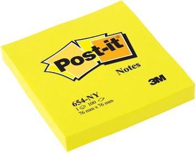 Post-it ® notes, neon geel, 76 x 76 mm, 100 blaadjes blok