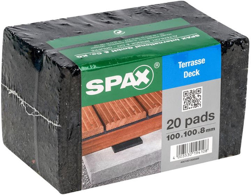 Spax schroeven spax - distance - vlonderpads - 100 x 100 x 8 mm (20 stuks)