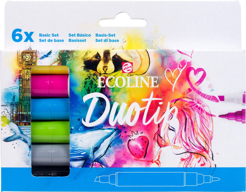 Talens ecoline duotip markers basisset, 6dlg.