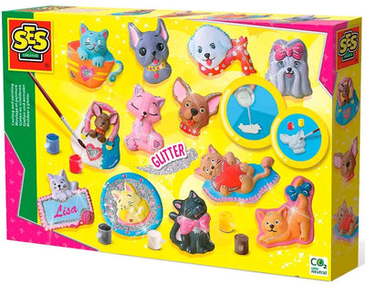 Ses creative - hobby pink - gieten en schilderen - katten en honden - knutselen meisjes - sneldrogend - vanaf 5 jaar