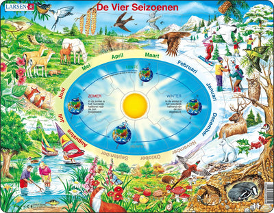 Larsen de seizoenen van het jaar – puzzel – ruimte wetenschap – seizoenen – educatieve legpuzzel voor kinderen – 44 stukjes – gemaakt in noorwegen – extra dikke 2,5 mm stukjes – tray met vaste rand